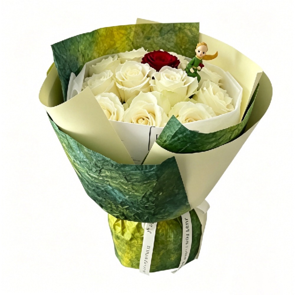 Flower Wrap Kraft - Papel de Regalo Floral Verde Degradado