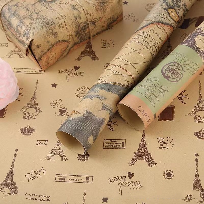 Papel de Regalo Vintage con Di - Flower Wrap Kraft reseña y precio