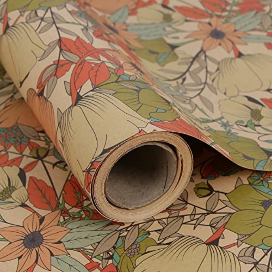 Rollo de Papel de Regalo Flora - Flower Wrap Kraft reseña y precio